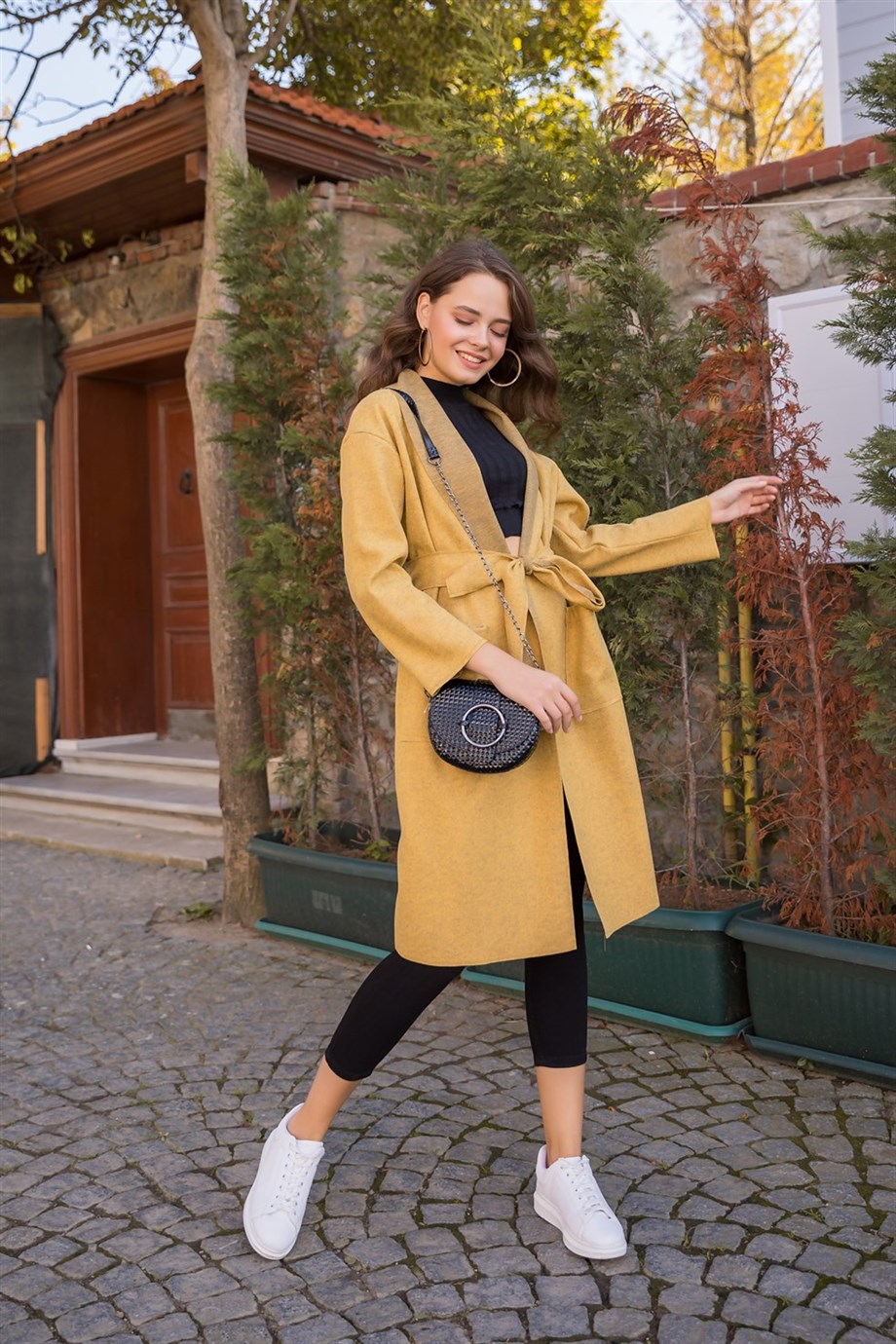 Deri Kemerli Triko Elbise